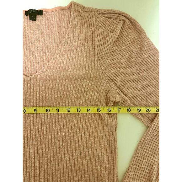 J. Crew Puff Sleeved Soft Ribbed V-Neck Sweater - Picture 6 of 8